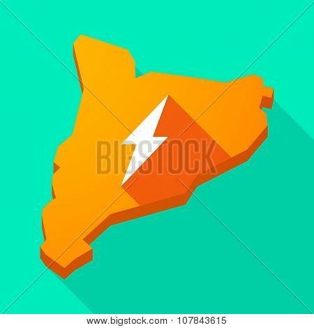 Catalonia Long Shadow Vector Icon Map With A Lightning