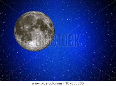 Illustration of night sky with simulated simulated full moon