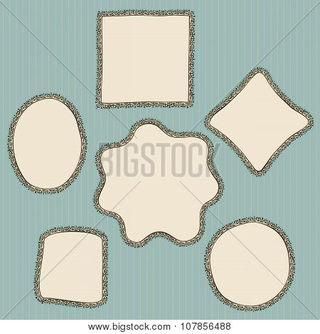 Hand Drawn, Doodle Style Creative Decorative Frames. Vector Illustration
