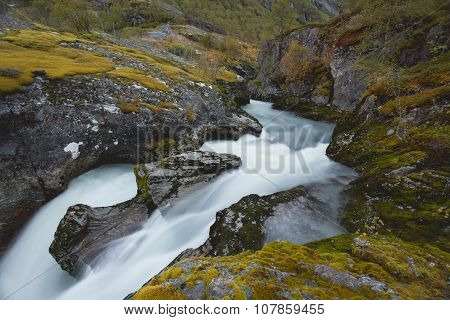 Waterfalls Nature Landscape in Scandinavian Mountains