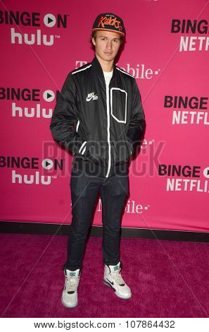 LOS ANGELES - NOV 10:  Ansel Elgort at the T-Mobile Un-carrier X Launch Celebration at the Shrine Auditorium on November 10, 2015 in Los Angeles, CA