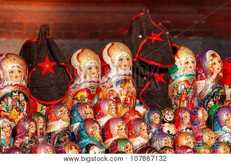 MOSCOW, RUSSIA - March 31, 2008 Russian traditional nested dolls - matryoshka.