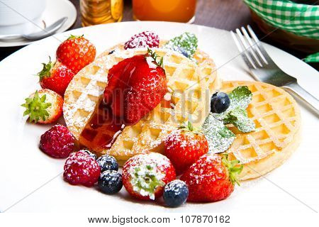 Homemade Waffles With Fruit