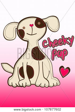 Cheeky Pup Embroidery With Heart