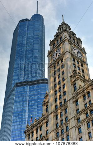 Trump Tower And Wrigley Building Chicago