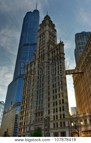 Trump Tower And Wrigley Building Chicago