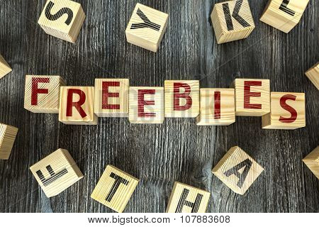 Wooden Blocks with the text: Freebies