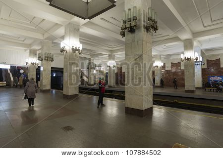 Nizhny Novgorod RUSSIA - 02.11.2015. Interior of a Moskovskaya subway station