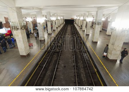 Nizhny Novgorod RUSSIA - 02.11.2015. Interior of a Moskovskaya subway station