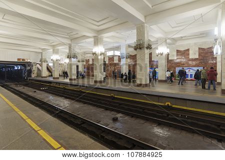 Nizhny Novgorod RUSSIA - 02.11.2015. Interior of a Moskovskaya subway station