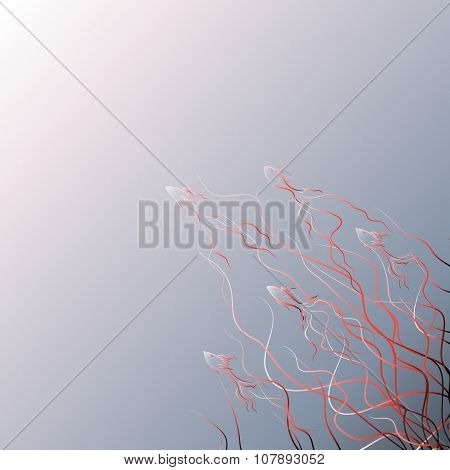 abstract background with fish and reds  seaweed