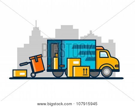 Unloading loading truck