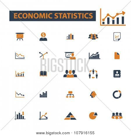 economic statistics, analytics  icons, signs vector concept set for infographics, mobile, website, application
