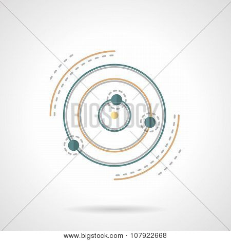 Planet and satellites abstract flat vector icon