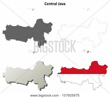 Central Java blank outline map set