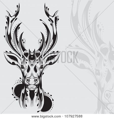 Tribal Deer Head Tattoo