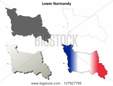 Lower Normandy blank outline map set