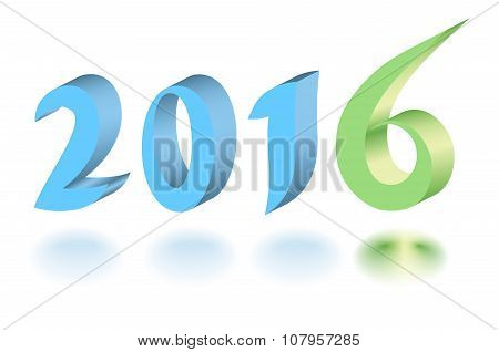 Year 2016 3D Text Design With Spot Lights Effect.