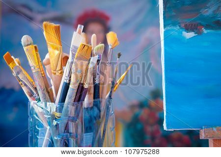Interior of a painter workshop