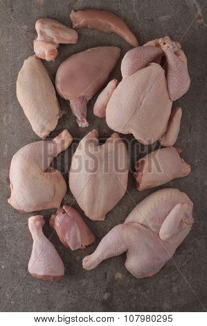 butchered raw chicken