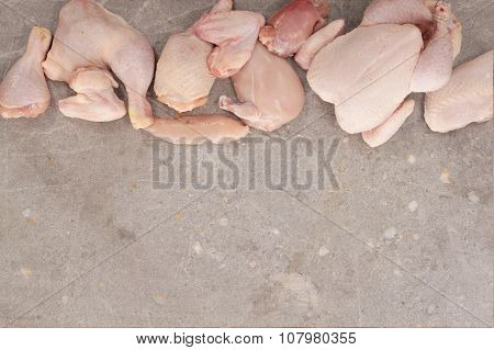 butchered raw chicken