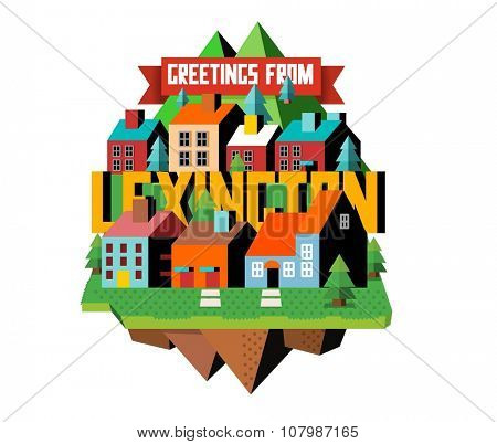Lexington beautiful city to visit. vector cartoon