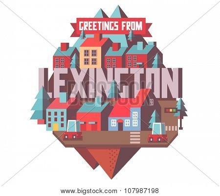 Lexington beautiful city to visit. vector cartoon