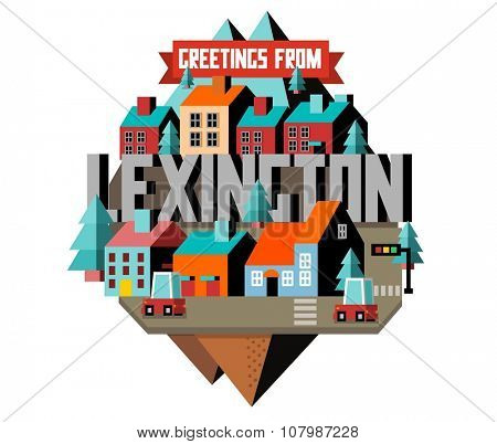 Lexington beautiful city to visit. vector cartoon