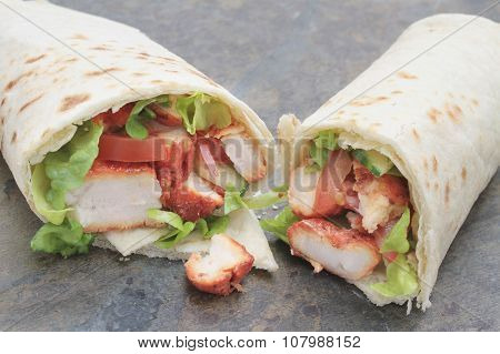 Indian chicken tikka wrap