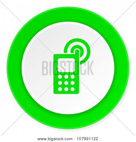 phone green fresh circle 3d modern flat design icon on white background 
