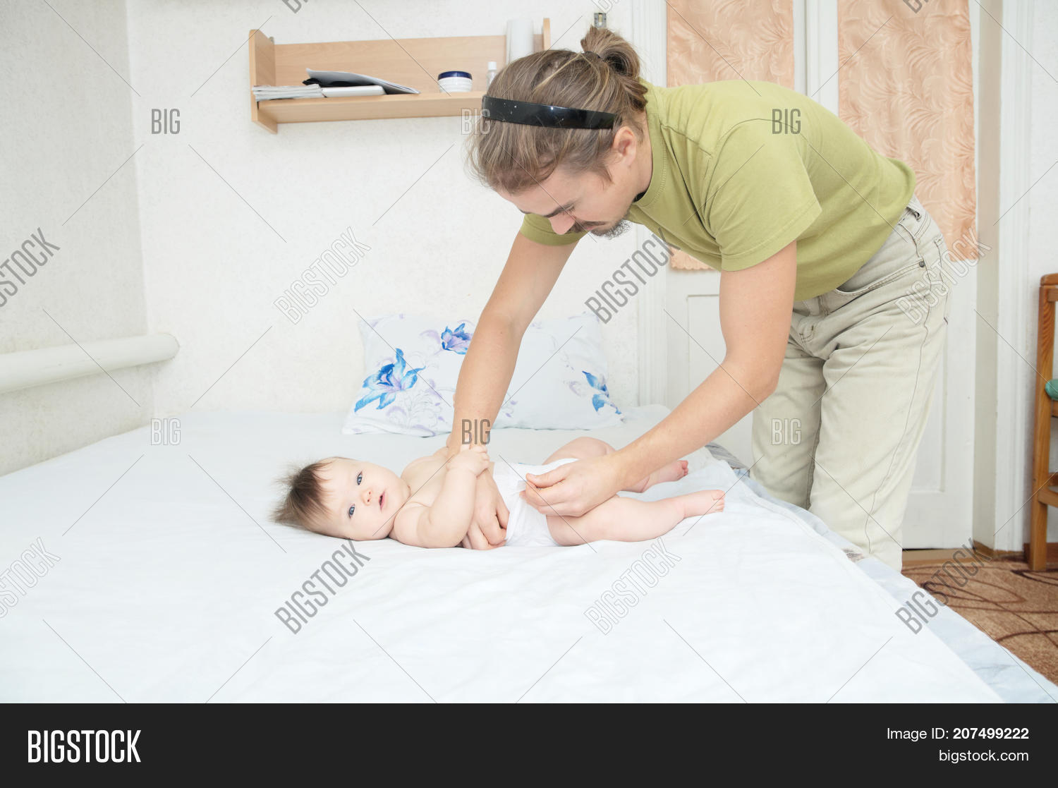 Dad Changing Diaper On Image & Photo (Free Trial) Bigstock