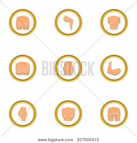 Plastic surgery icons set. Cartoon style set of 9 plastic surgery vector icons for web design