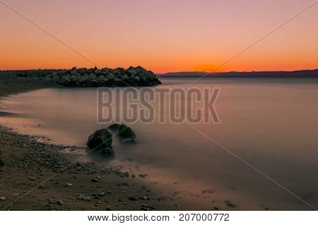 Croatian sunset over Adriatic Sea - Podgora, Croatia