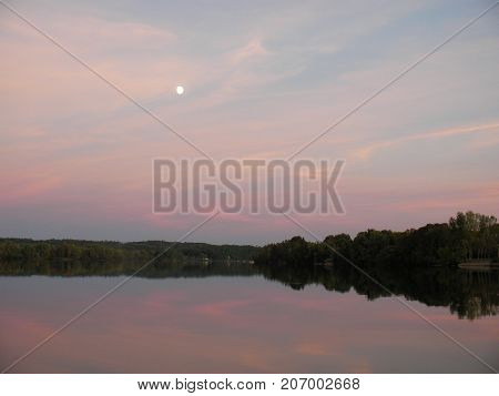Sunset on a river, Canada in North America.