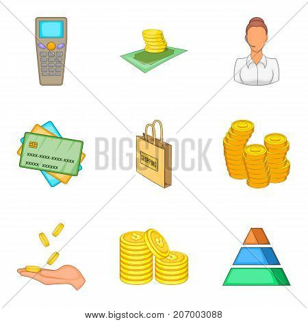 Bank icons set. Cartoon set of 9 bank vector icons for web isolated on white background