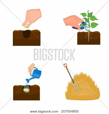 Garden, ecology, farmingand other  icon in cartoon style. Feed, plot, farm, icons in set collection.