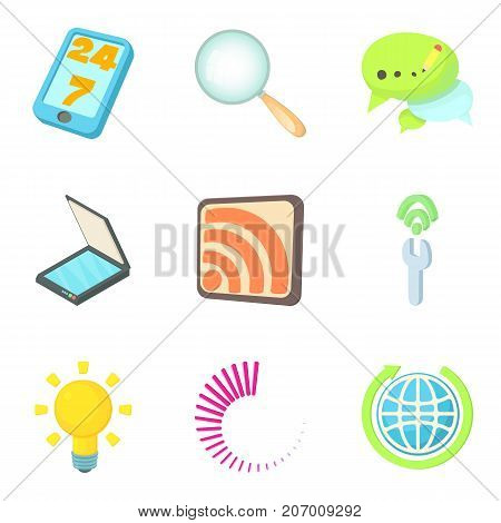 Piece of news icons set. Cartoon set of 9 piece of news vector icons for web isolated on white background