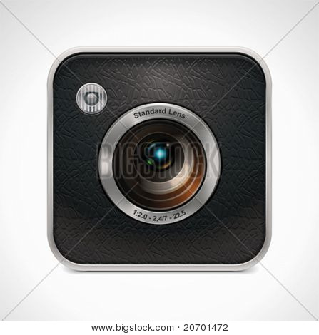 Vector square retro camera icon	