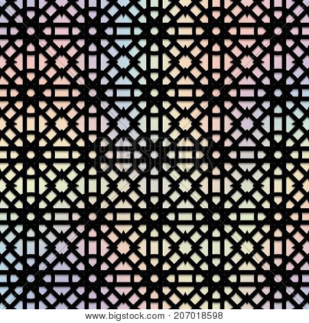 Black pattern on a holographic background for New Year's decor of congratulations
