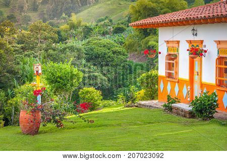 Jerico, Colombia. This image shows the typical architecture of houses in Antioquia. Picture taken on 01.05.2017