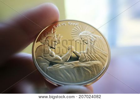 Good VS Evil ( Jesus Christ Arm Wrestling The Devil ) High Quality