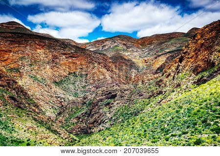 South African mountains, beautiful landscape background, aerial view of African continent, scenic wild nature, Outeniqua Pass, ecotourism and travel