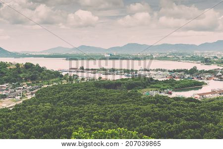 Environment and scenery of phuket view from koh sirey tepmle thailand.
