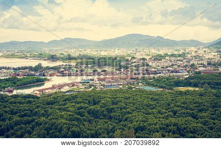 Environment and scenery of phuket view from koh sirey tepmle thailand.
