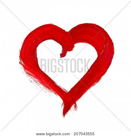 handpainted heart shape isolated on white background