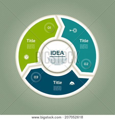 Vector circle arrows for infographic. Template for cycling diagram graph presentation and round chart. Business concept with 3 options parts steps or processes. Abstract background.