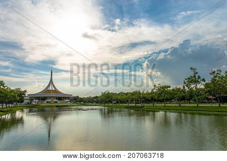 Bangkok, Thailand. - July 24, 2017 : Ratchamangkhala Pavilion at public park name Suan Luang Rama IX on sunset or evening time Bangkok, Thailand.