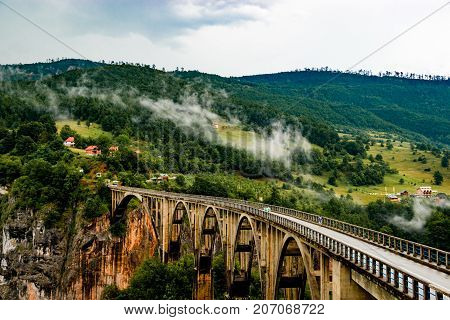 Durdevica Tara Bridge, a concrete arch bridge over the Tara River in northern Montenegro.