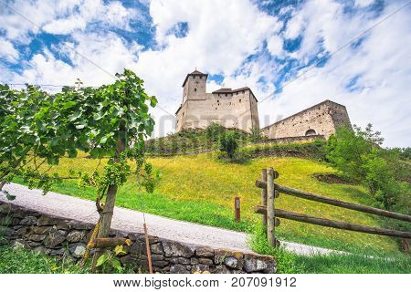 Landscape view on Balzers castle in Liechtenstein