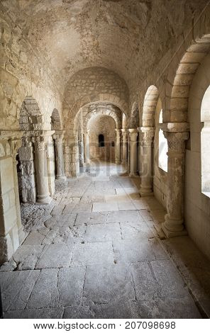 MONTMAJOUR FRANCE - JUNE 26 2017: Romanesque Chapel of St. Peter in Montmajour Abbey near Arles France